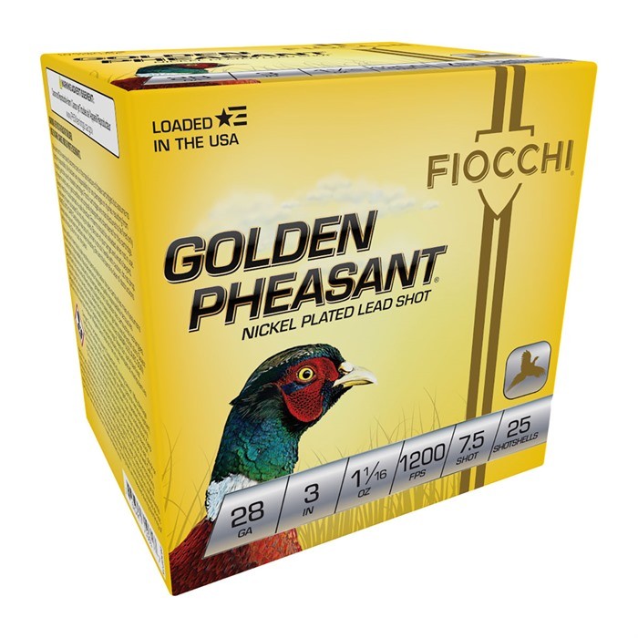 GOLDEN PHEASANT 28 GAUGE 3” #7.5 SHOT SHOTGUN AMMO