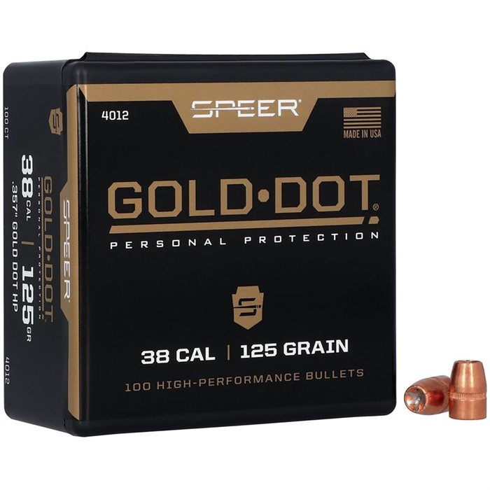 GOLD DOT 38 CAL (.357'') JACKETED HOLLOW POINT HANDGUN BULLETS