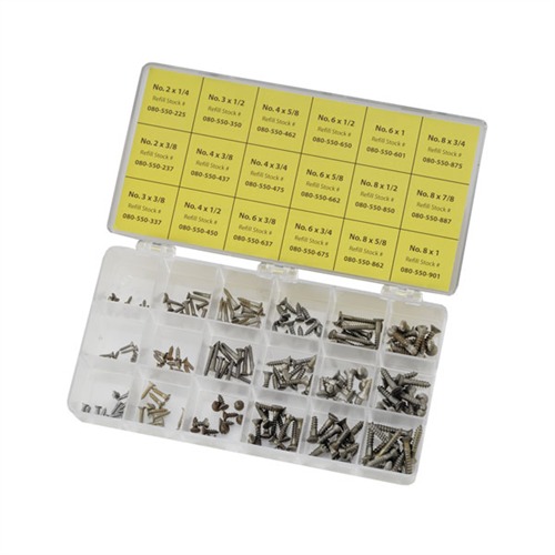 UNPLATED STEEL FLAT HEAD WOOD SCREW KIT