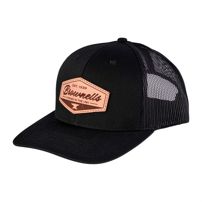 BLACK HAT W/ LEATHER LOGO PATCH