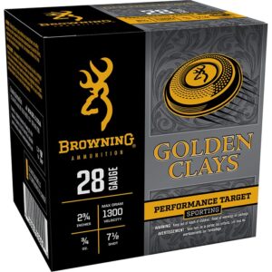 GOLDEN CLAYS 28 GAUGE 2-3/4” #7.5 SHOT SHOTGUN AMMO - GOLDEN CLAYS 28 GAUGE 2-3/4'' 3/ OZ #7.5 SHOT 25/BOX