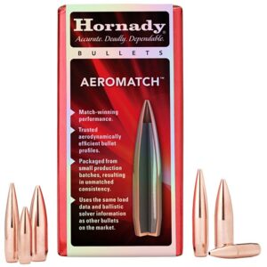 AEROMATCH 30 CAL (0.308”) HOLLOW POINT BOAT TAIL RIFLE BULLETS