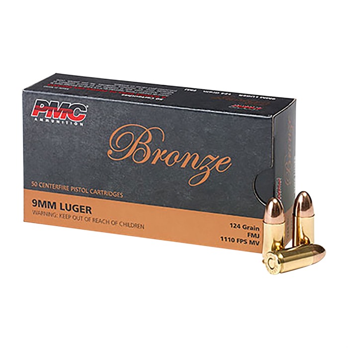 BRONZE 9MM LUGER HANDGUN AMMO - 9MM LUGER 124GR FULL METAL JACKET 1,000/CASE