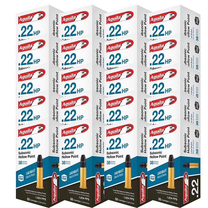 SUBSONIC LEAD HOLLOW POINT 22LR AMMO - 22 LONG RIFLE 38GR SUBSONIC LEAD HOLLOW POINT 1000/CASE