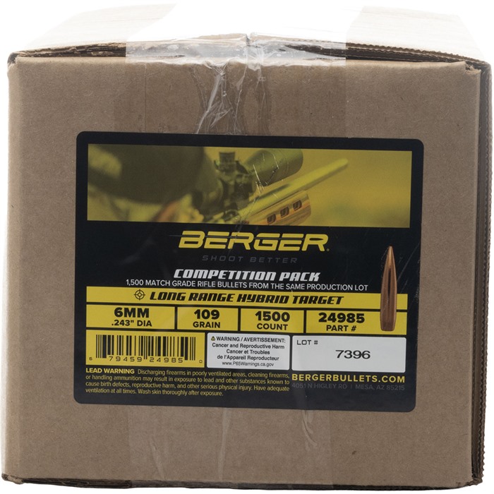 6MM LONG RANGE HYBRID TARGET BULLETS - 6MM 109GR LONG RANGE HYBRID TARGET 1500/BOX